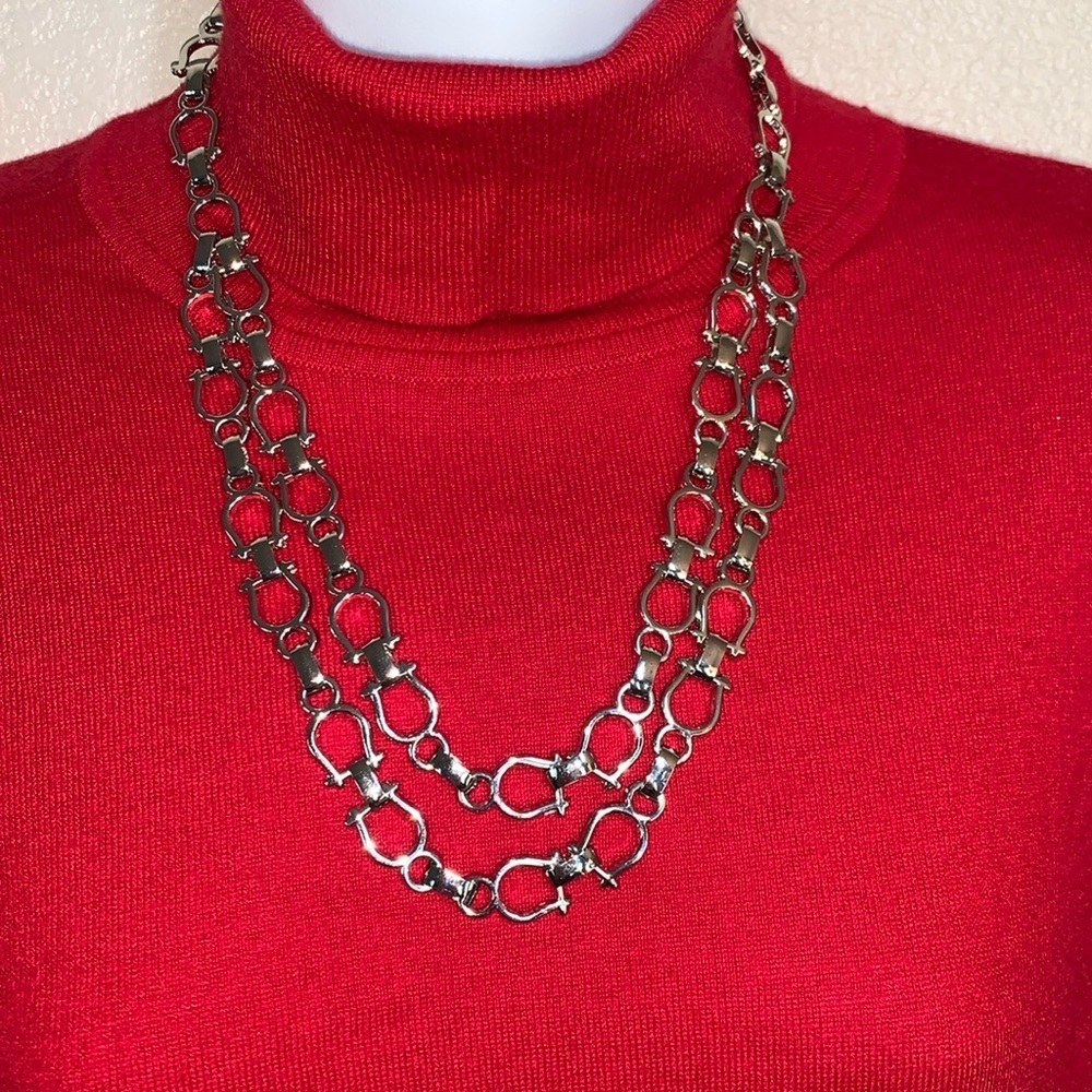 Ragamuffin Couture: chain necklace, double strand silver-toned OOAK, bespoke euc